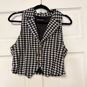 SHEIN Monochrome Houndstooth Buttoned Vest